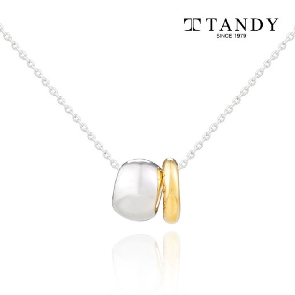 [TANDY] Dual Combi Pendant Necklace TDN601B – Two-Tone Ring Pendants, Long Chain, Modern & Sophisticated Design for a Stylish, Elegant Look - Made in Korea